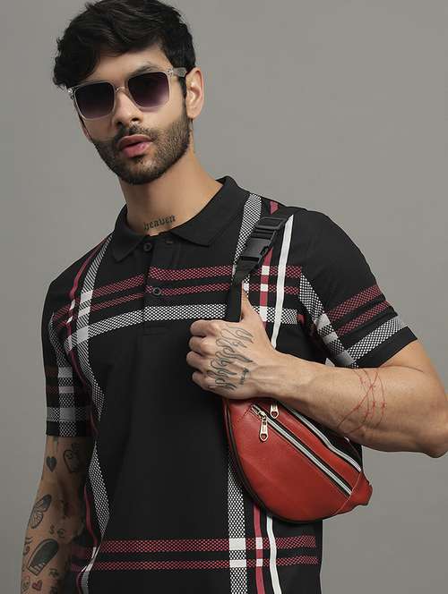 black cotton blend all over print tshirt - 21988953 -  Standard Image - 0