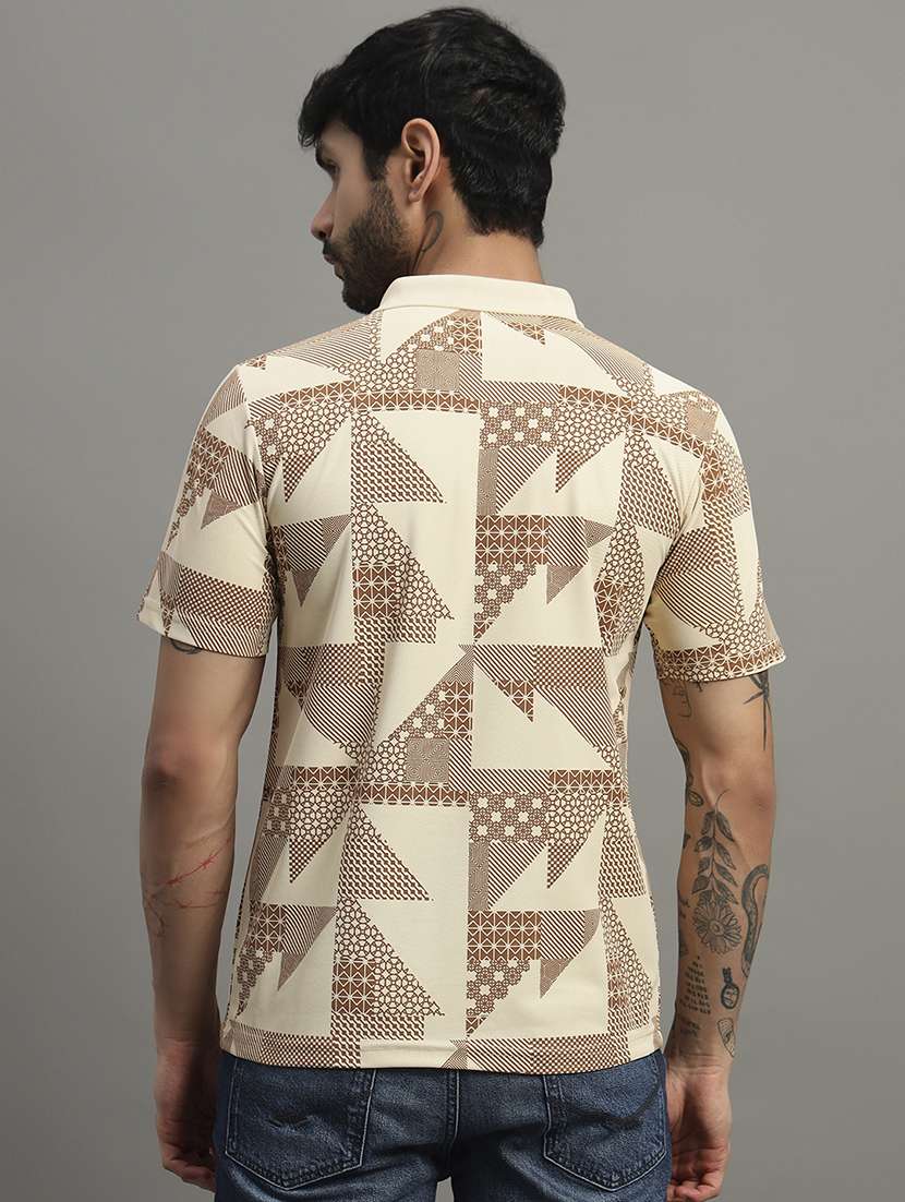 beige cotton blend all over print tshirt - 21988955 - Standard Image - 2