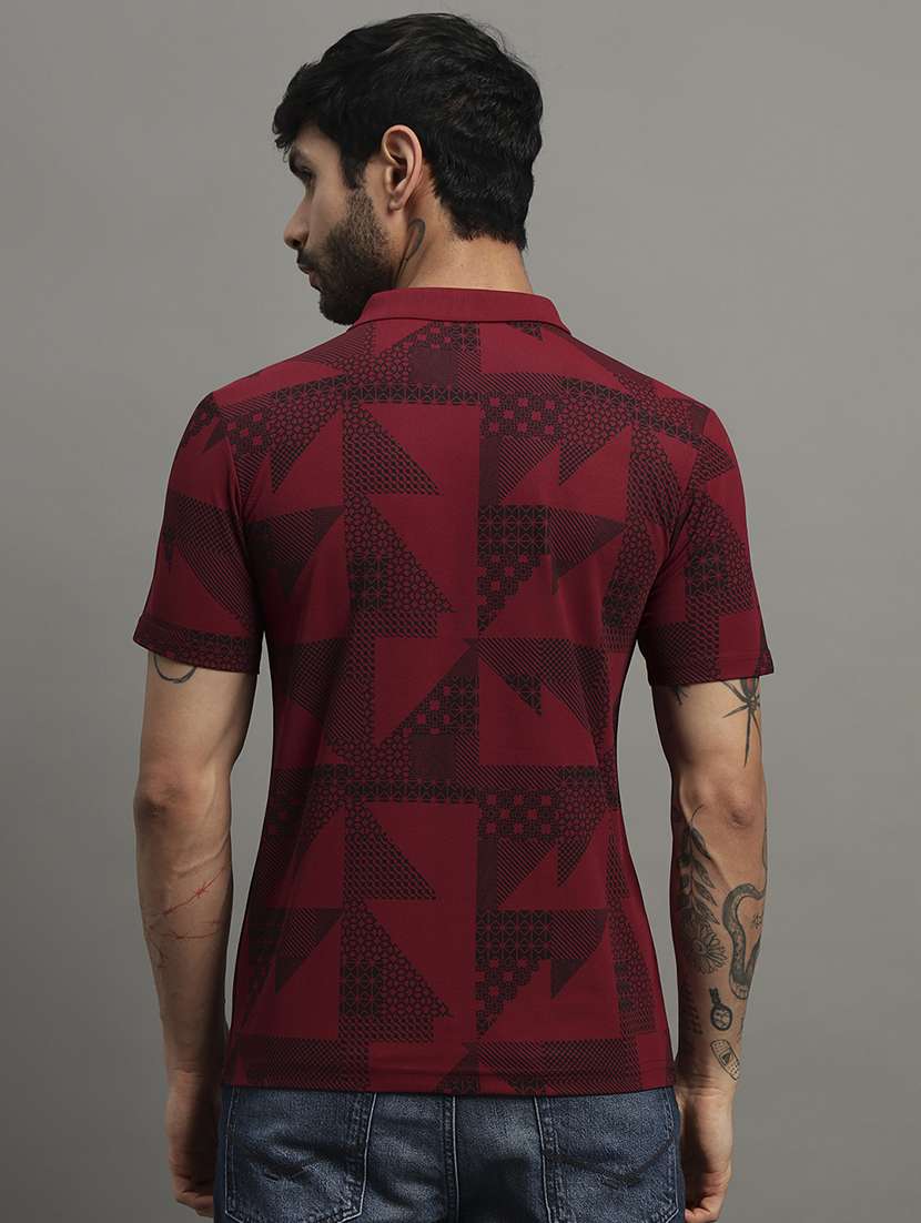 maroon cotton blend all over print tshirt - 21988956 - Standard Image - 2