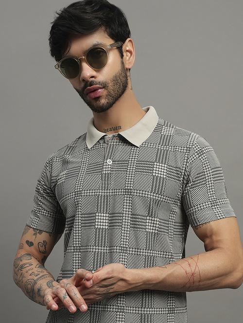 grey cotton blend all over print tshirt - 21988958 -  Standard Image - 0