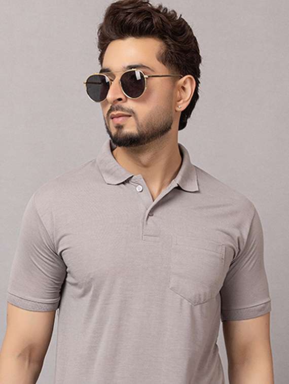 men solid short sleeve slim fit polo t-shirt - 21989344 -  Standard Image - 2