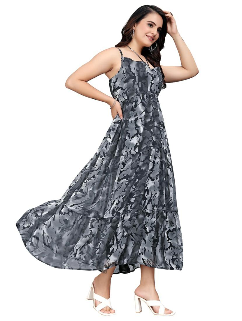 women printed shoulder strap tiered maxi dress - 21989355 - Standard Image - 2