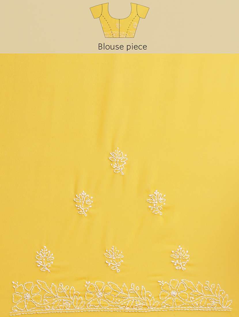 women solid with work chikankari saree with blouse - 21989363 -  Standard Image - 2