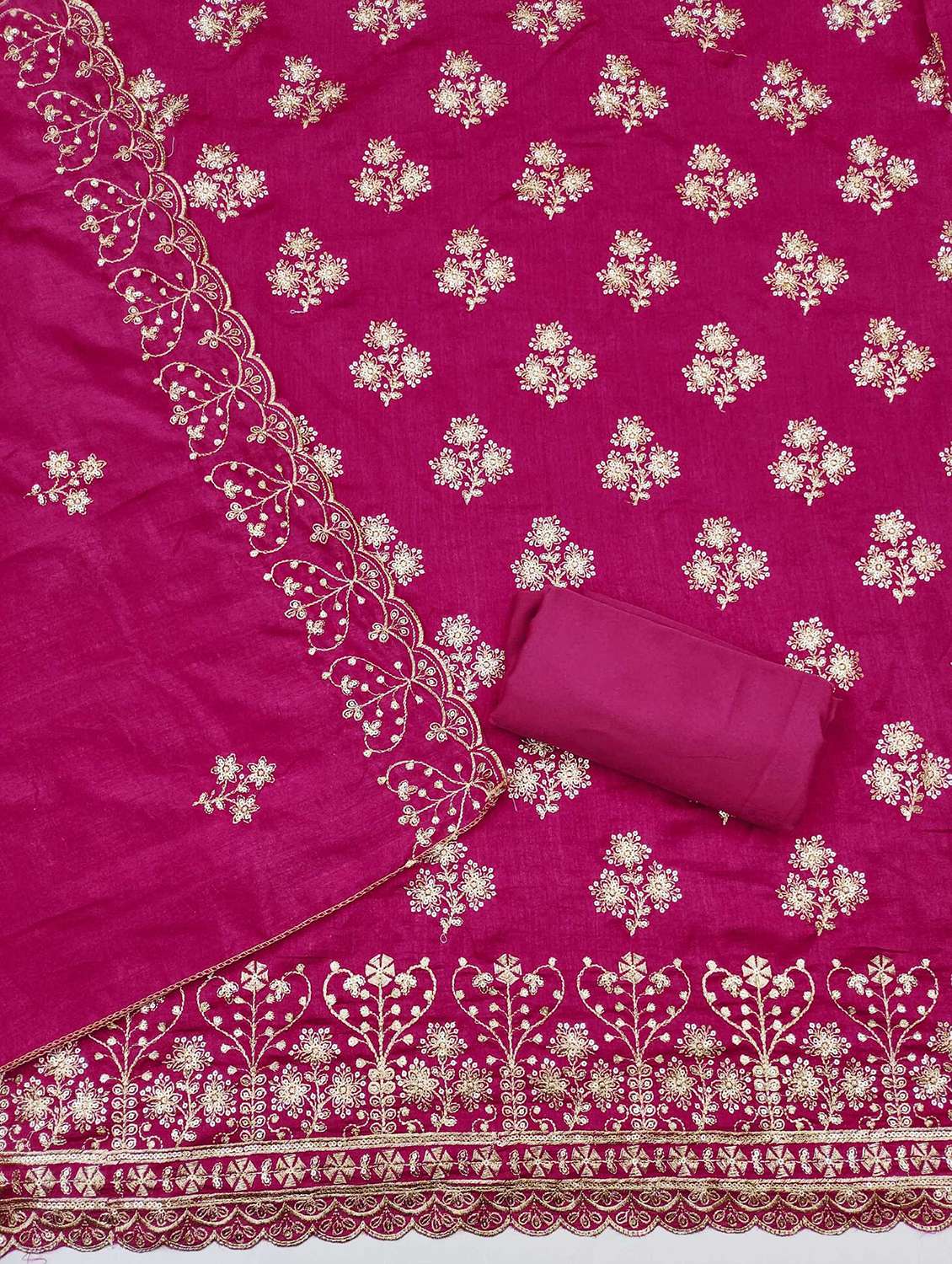 women solid with work embroidered unstitched suit set - 21989444 -  Standard Image - 2