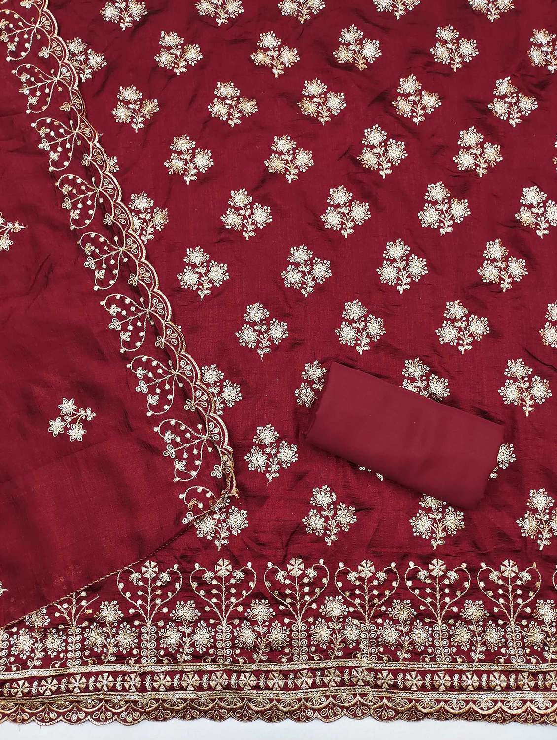 women solid with work embroidered unstitched suit set - 21989447 -  Standard Image - 2