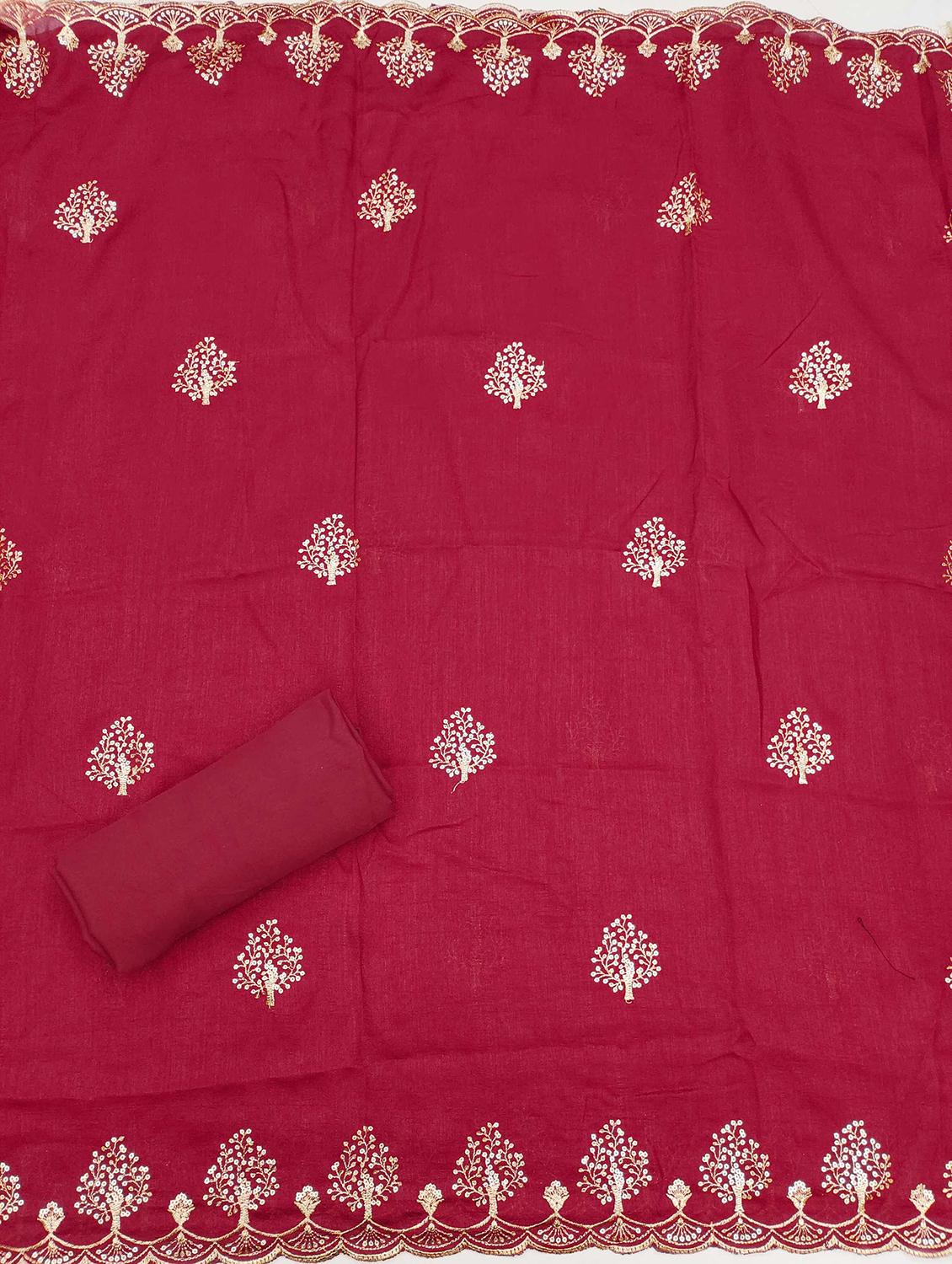 women solid with work embroidered unstitched suit set - 21989457 - Standard Image - 2