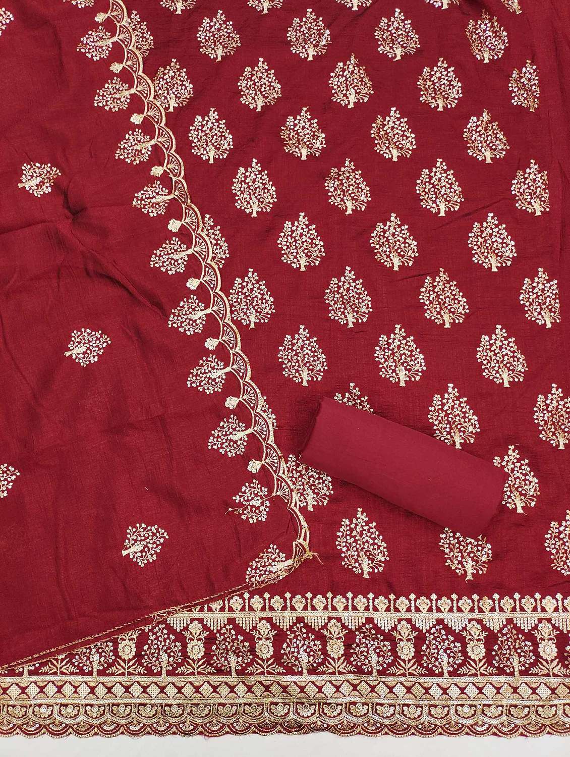 women solid with work embroidered unstitched suit set - 21989462 -  Standard Image - 2