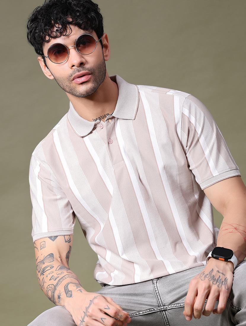 men striped short sleeve regular fit polo t-shirt - 21989468 - Zoom Image - 0