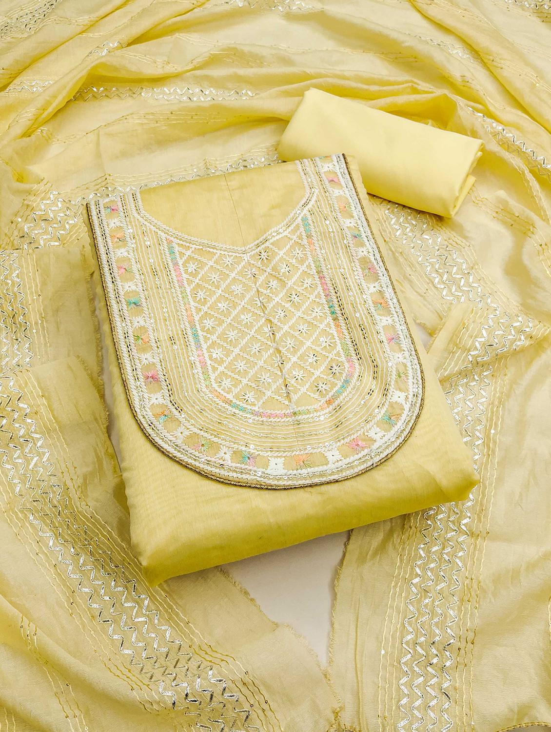 women solid with work embroidered unstitched suit set - 21989499 - Zoom Image - 0