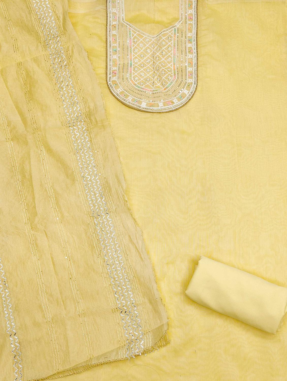 women solid with work embroidered unstitched suit set - 21989499 - Standard Image - 2