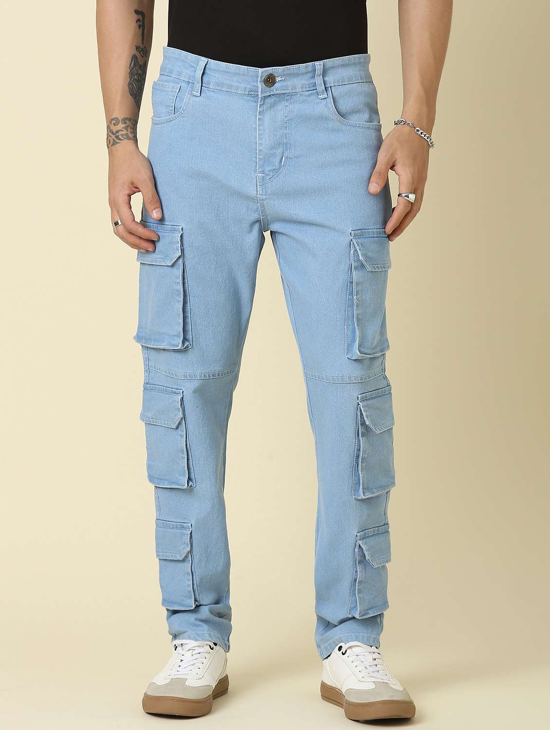 blue denim cargos