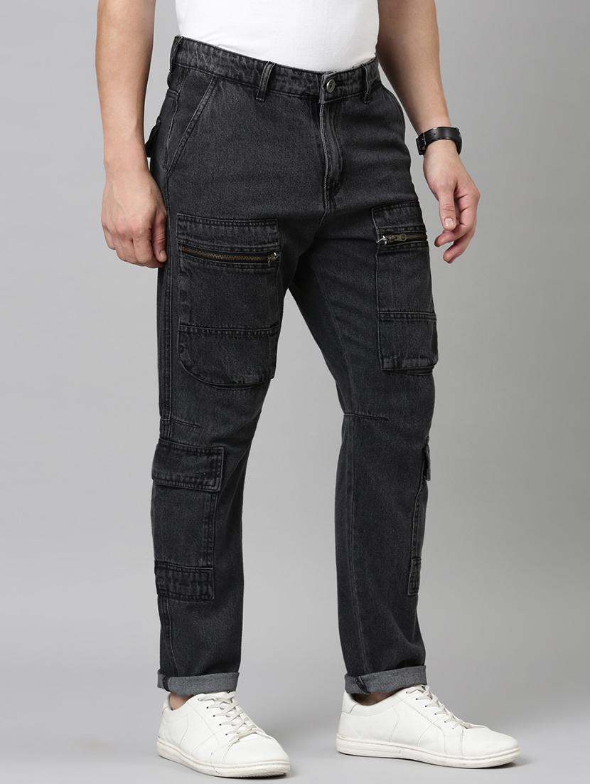 men black washed mid rise denim cargo - 21989515 - Standard Image - 2