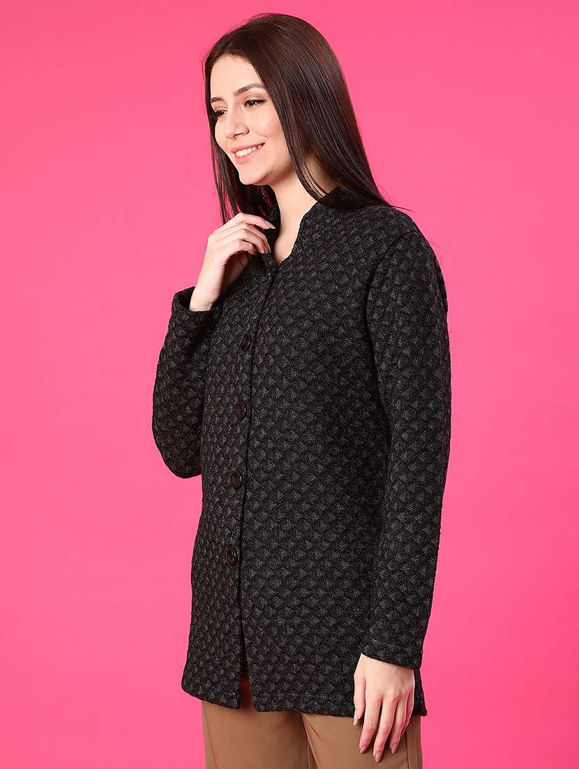 women self design long sleeve cardigan - 21989643 - Standard Image - 2