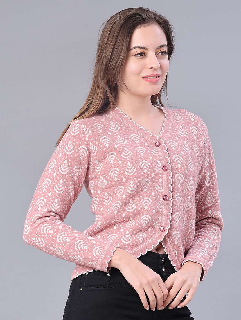 women self design long sleeve cardigan - 21989711 -  Standard Image - 2