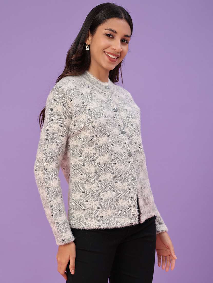 women self design long sleeve cardigan - 21989714 -  Standard Image - 2