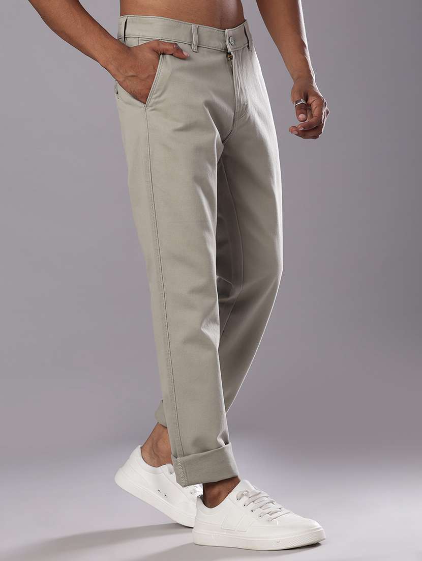 men solid mid rise straight fit chinos  - 21989721 -  Standard Image - 2