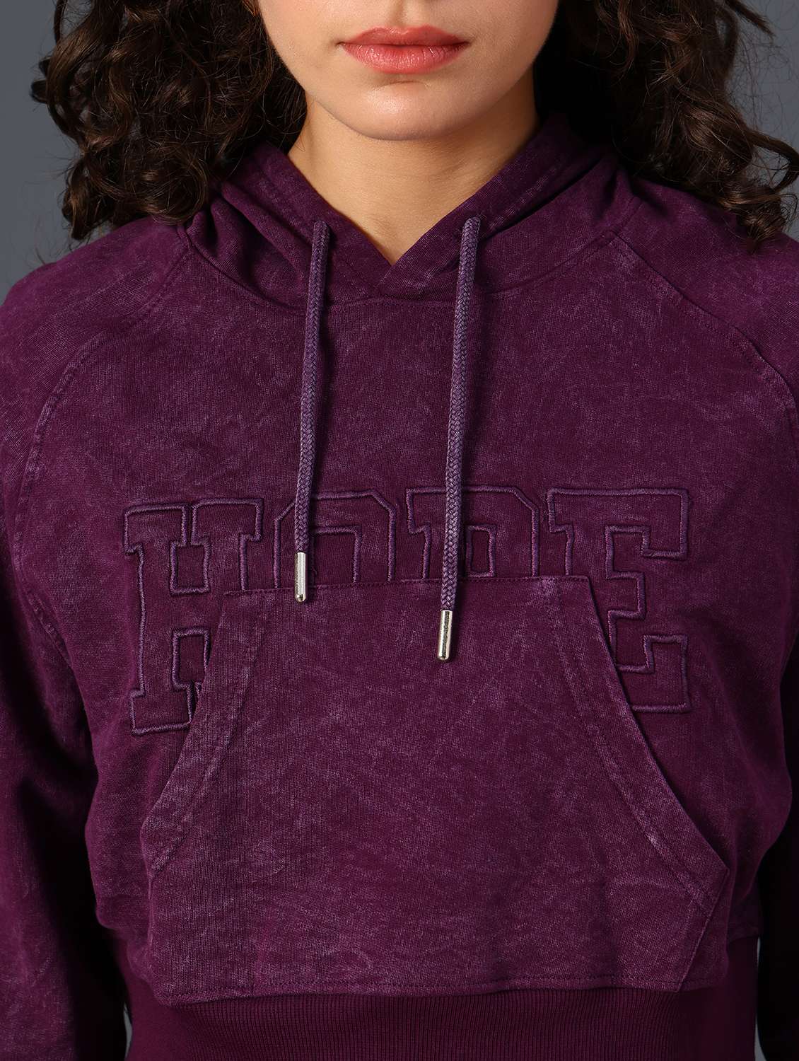 women solid long sleeve crop sweatshirt - 21989749 -  Standard Image - 7