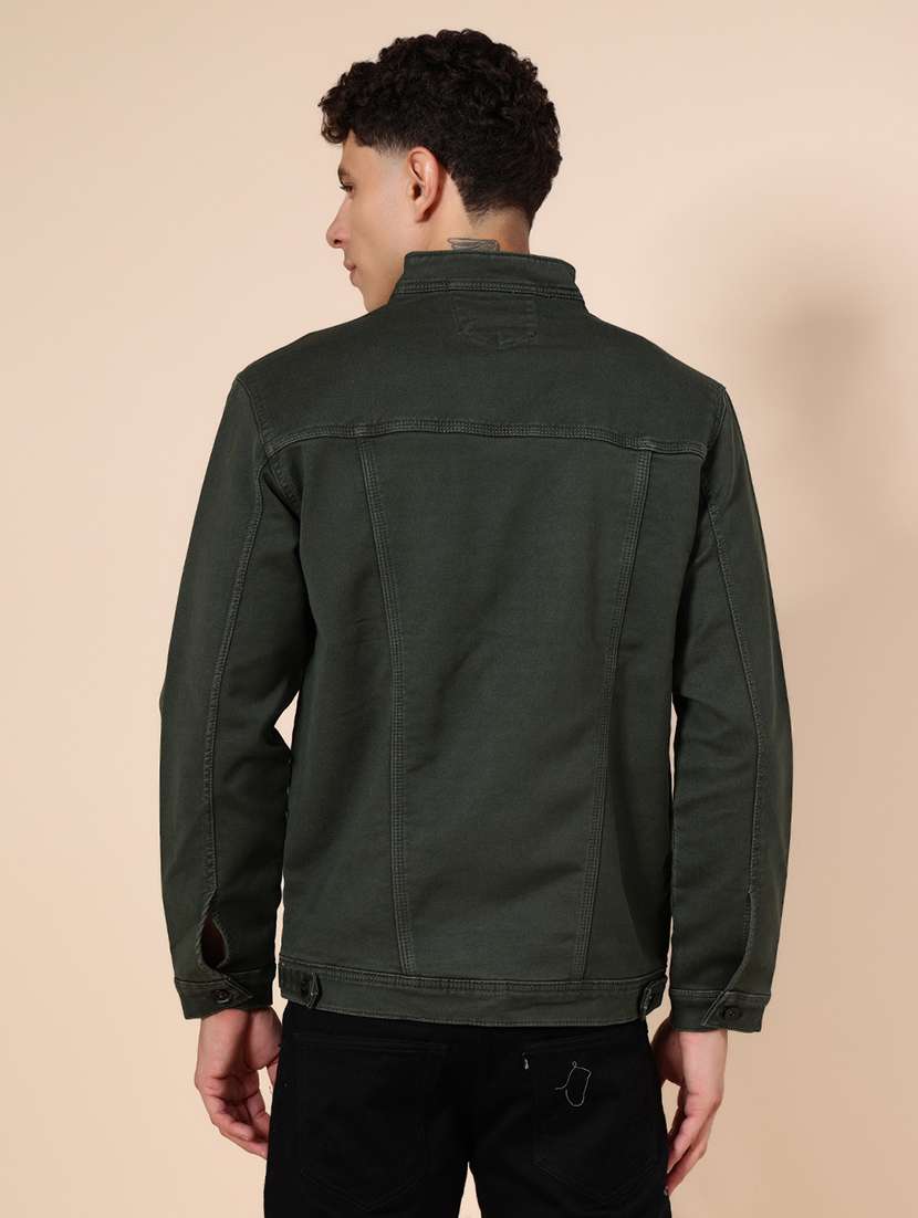 olive denim casual jacket - 21989751 - Standard Image - 2