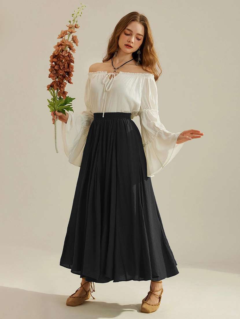 black rayon flared skirts - 21989860 - Zoom Image - 0