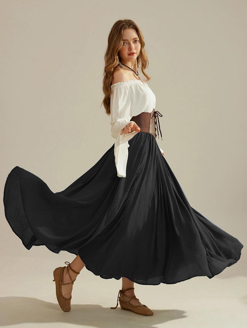 black rayon flared skirts - 21989860 - Standard Image - 2