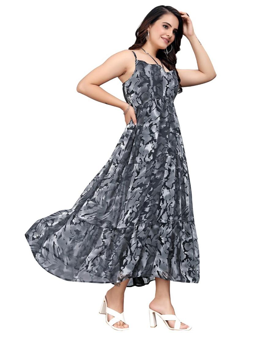 women printed shoulder strap tiered maxi dress - 21990754 - Standard Image - 2