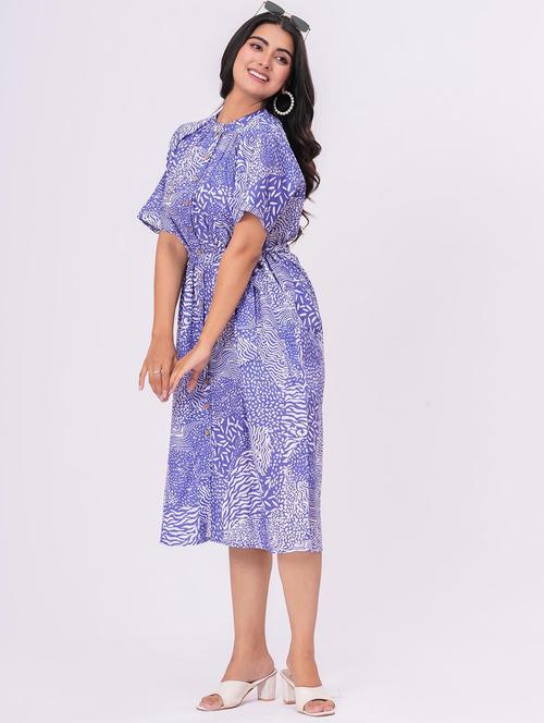 blue cotton belted dress - 21990792 - Standard Image - 0