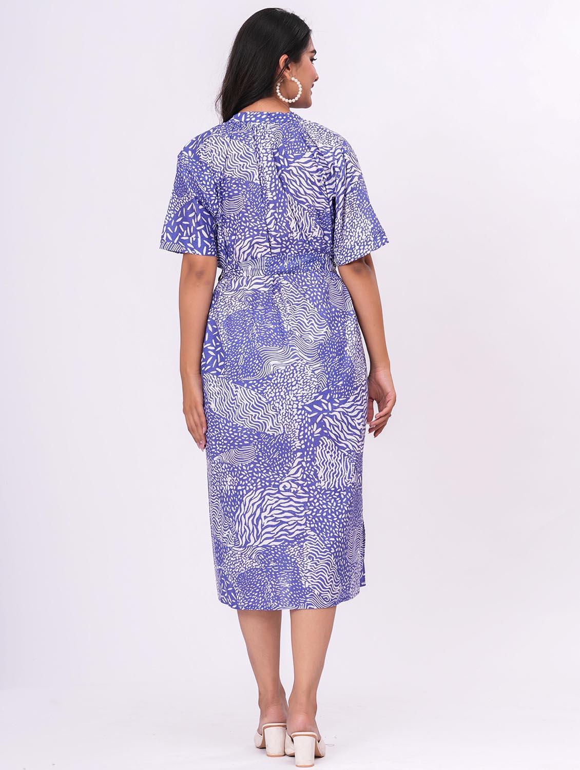 blue cotton belted dress - 21990792 - Standard Image - 2