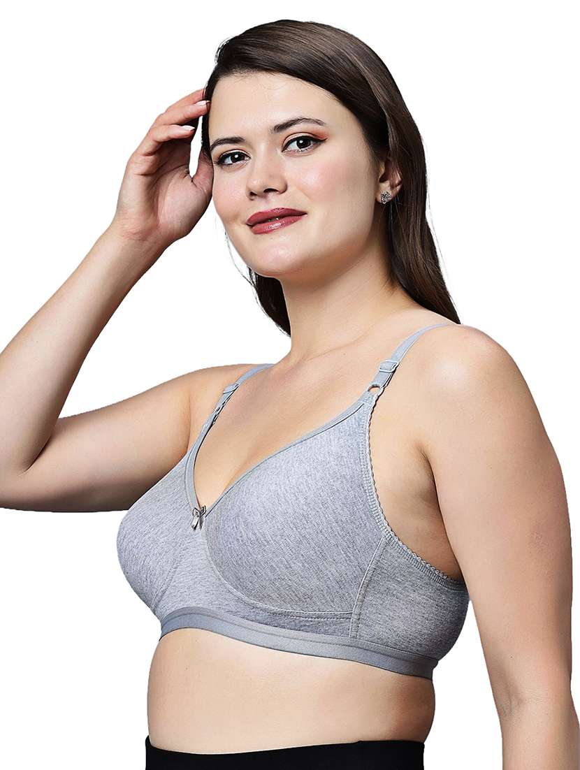 wome grey solid non wired t-shirt bra - 21991049 -  Standard Image - 2