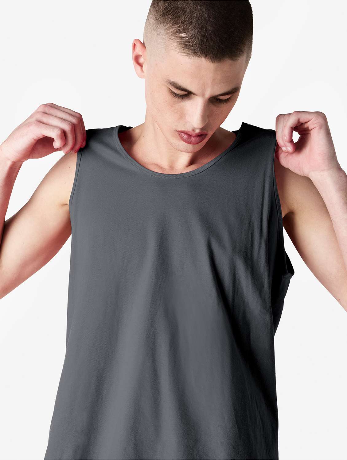 men grey solid sleeveless vest - 21991085 - Standard Image - 2