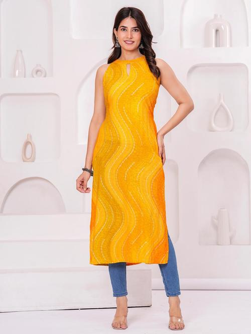 women printed halter neck straight kurta - 21991097 - Standard Image - 0