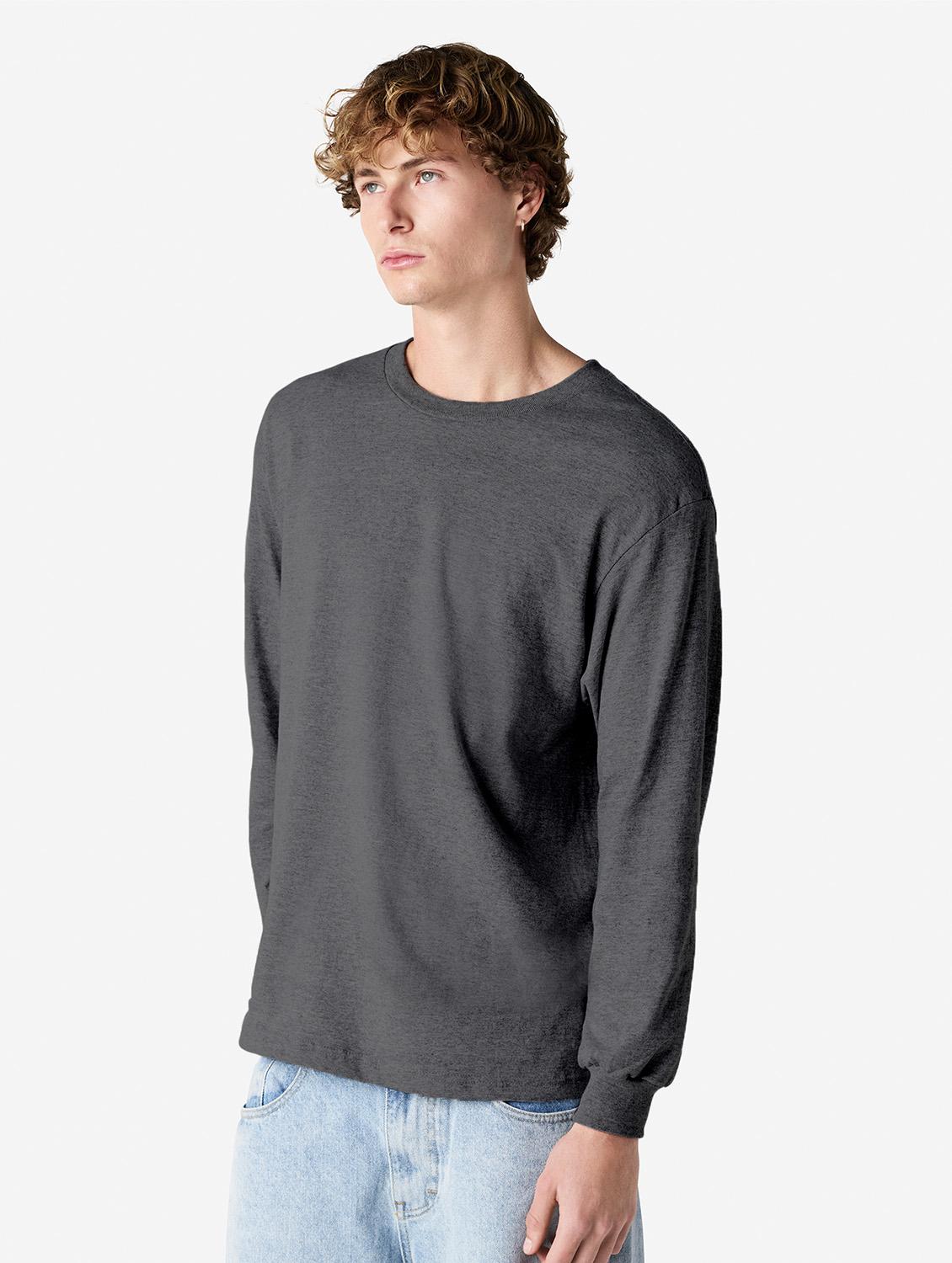 unisex solid long sleeve relaxed fit t-shirt - 21991172 - Standard Image - 2