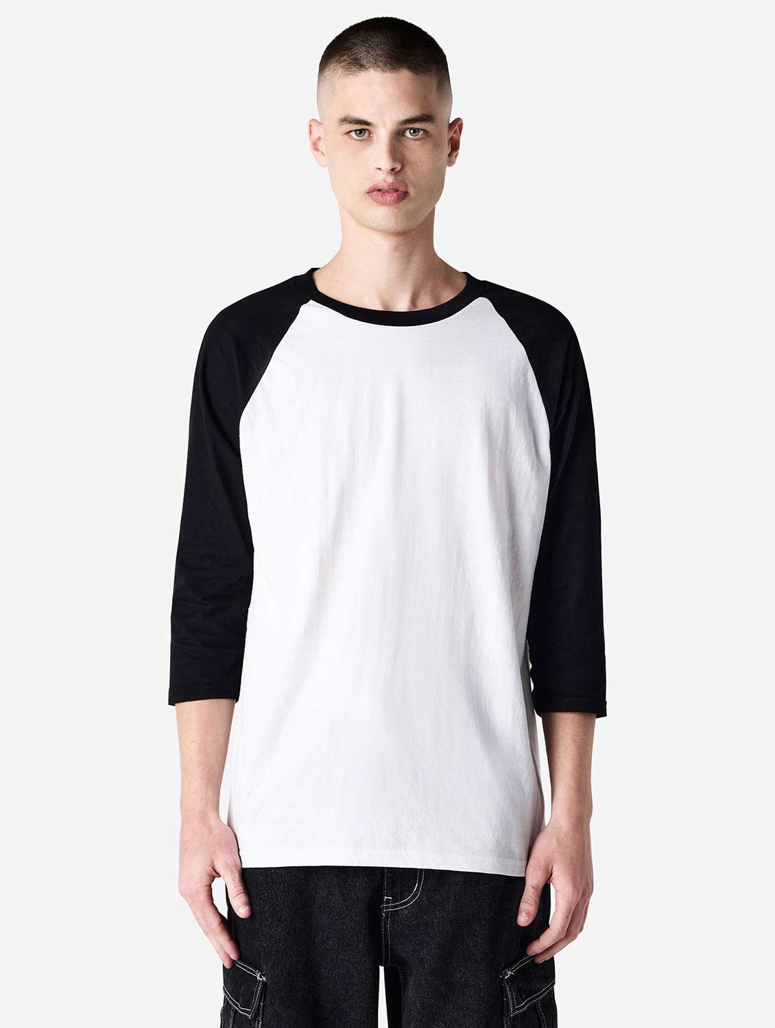 unisex color block long sleeve regular fit t-shirt - 21991177 - Standard Image - 2