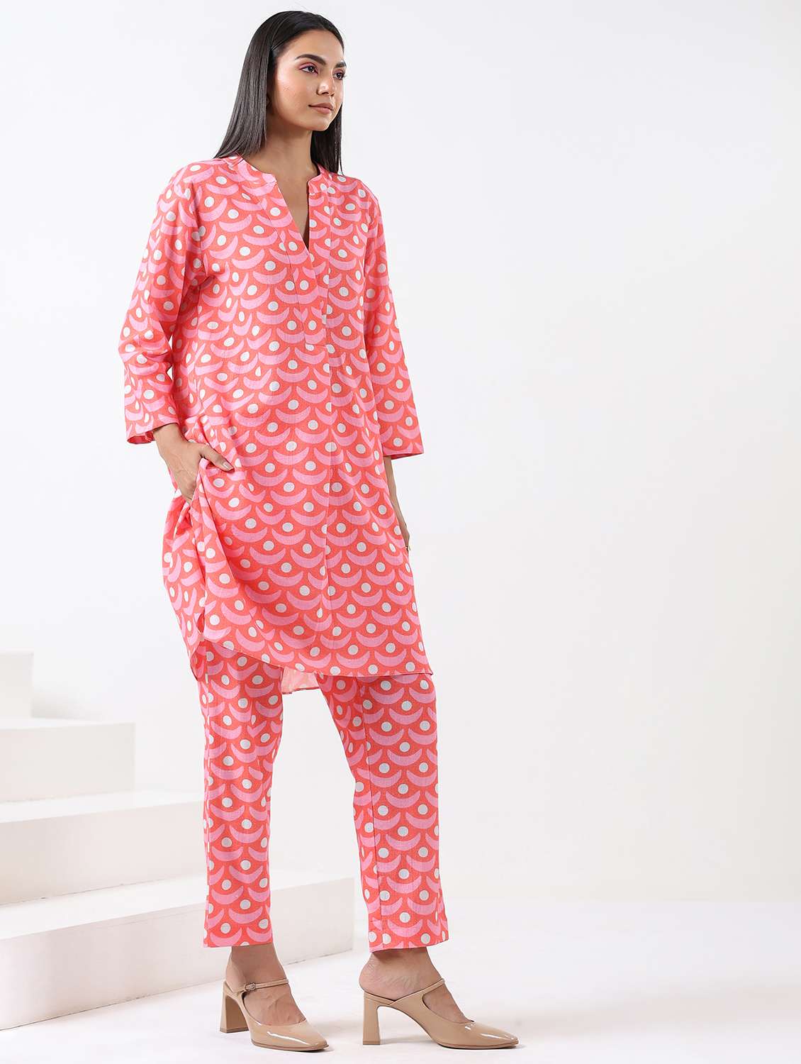 women printed long sleeve ethnic co-ord set - 21991264 - Standard Image - 2