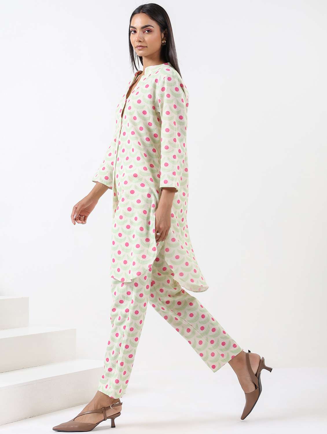 women printed long sleeve ethnic co-ord set - 21991267 - Standard Image - 2