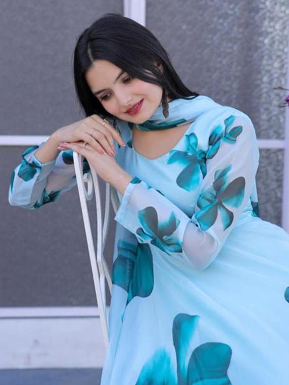 women floral print long sleeve kurta and dupatta set - 21991364 - Standard Image - 2