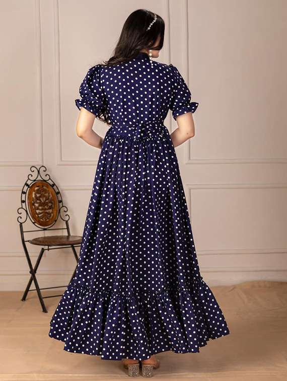 women polka doted puff sleeve tiered maxi dress - 21991374 -  Standard Image - 2