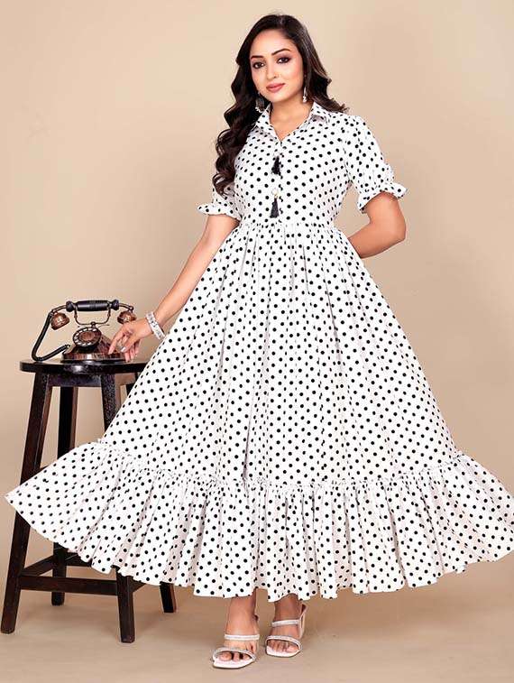 women polka doted puff sleeve tiered dress - 21991379 -  Zoom Image - 0