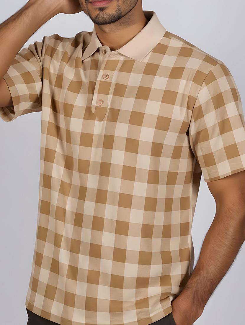 men checkered short sleeve regular fit polo t-shirt - 21991605 - Standard Image - 2