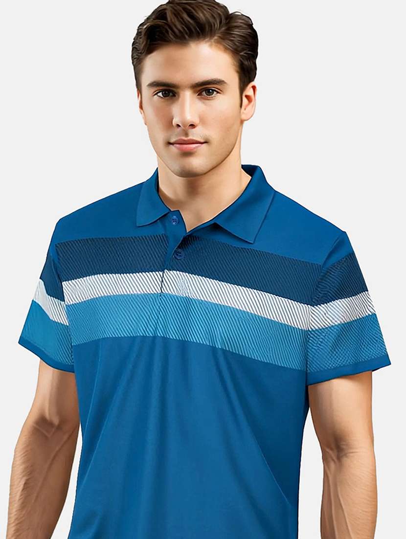 men striped short sleeve regular fit polo t-shirt - 21991611 -  Standard Image - 2