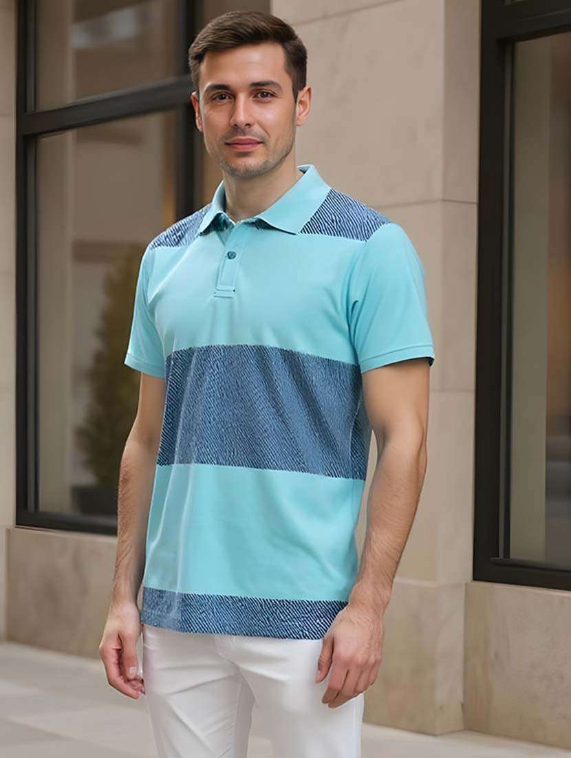 men color block short sleeve regular fit polo t-shirt