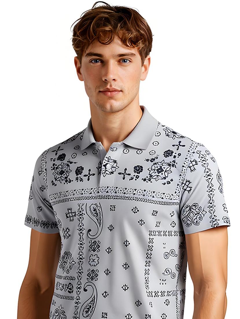 men printed short sleeve regular fit polo t-shirt - 21991617 - Standard Image - 2