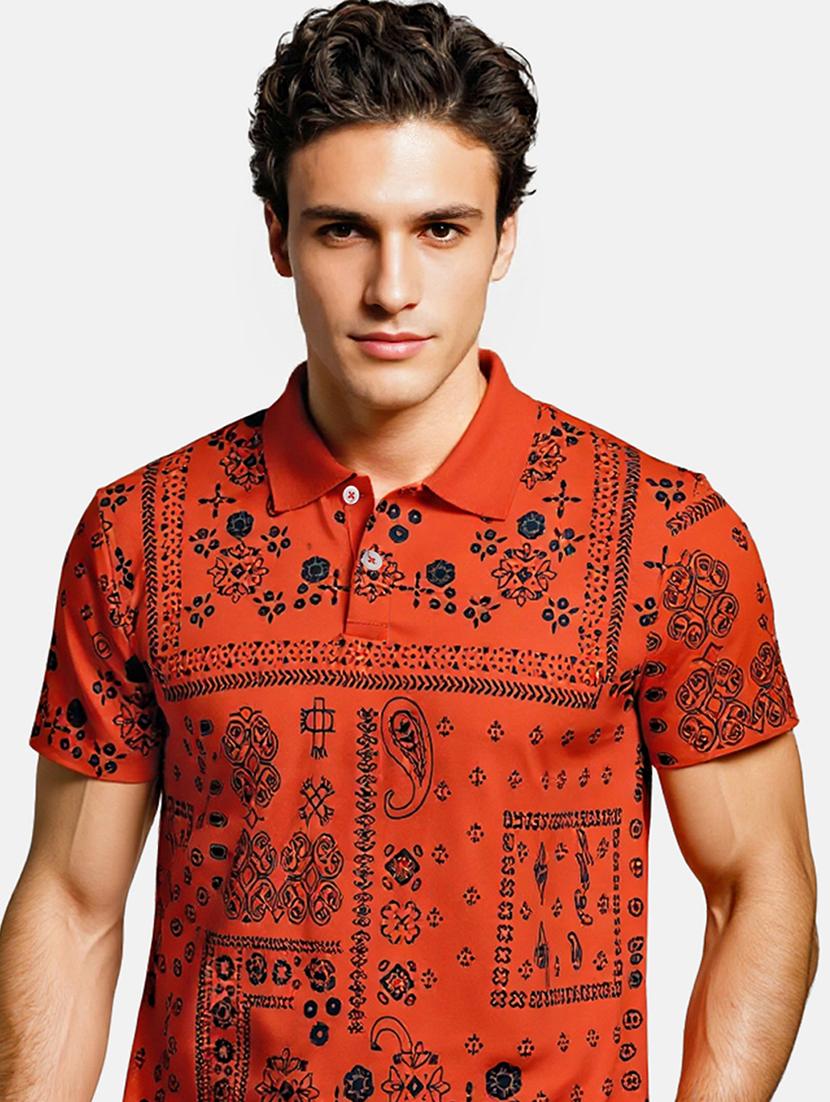 men printed short sleeve regular fit polo t-shirt - 21991618 - Standard Image - 2