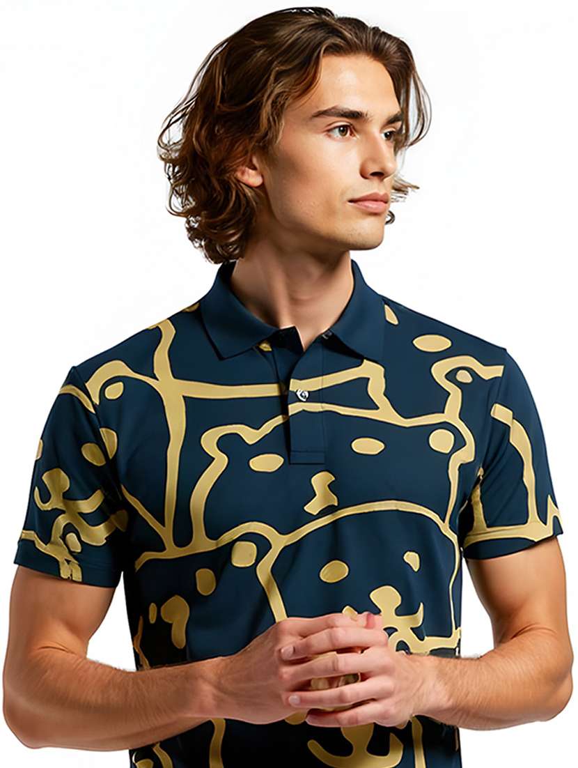 men printed short sleeve regular fit polo t-shirt - 21991619 -  Standard Image - 2