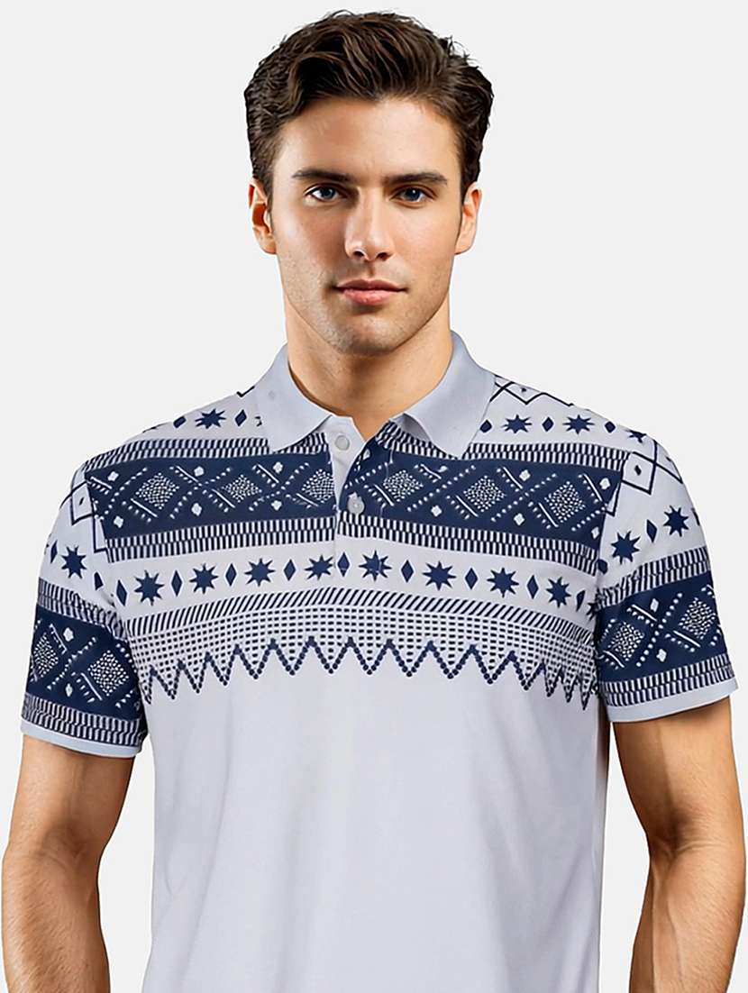 men printed short sleeve regular fit polo t-shirt - 21991620 -  Standard Image - 2