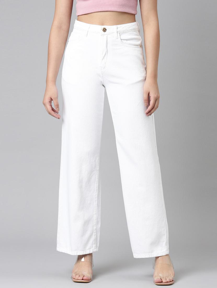 women solid high rise wide leg jean - 21991807 -  Zoom Image - 0