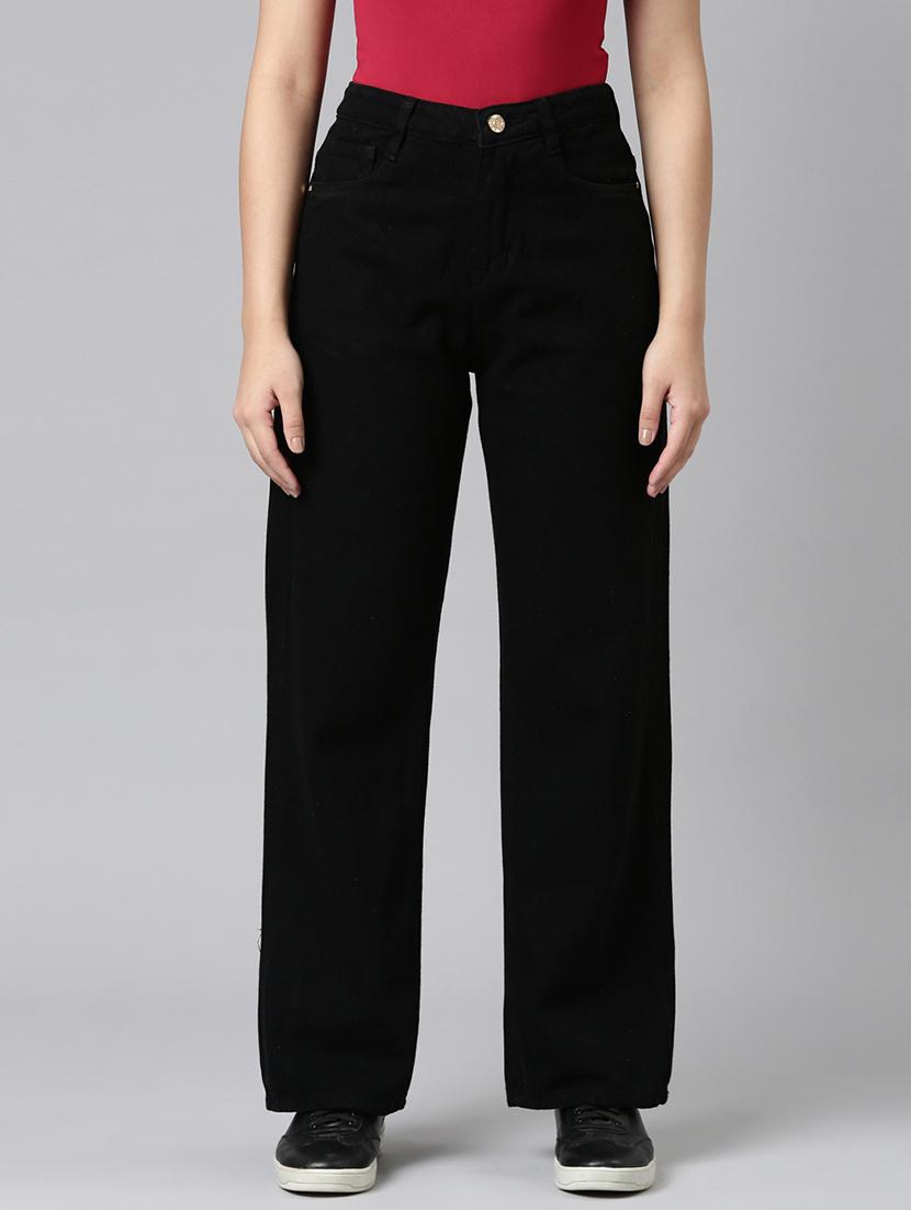 women solid high rise wide leg jean - 21991812 - Zoom Image - 0