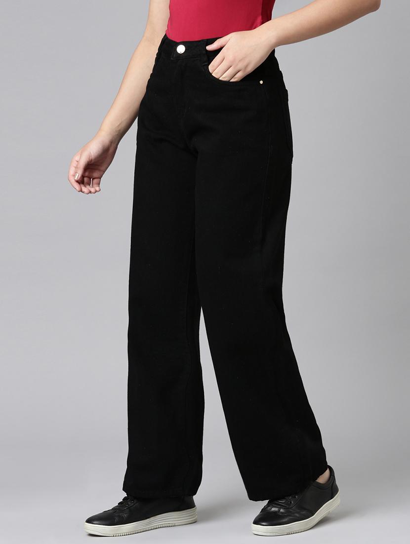 women solid high rise wide leg jean - 21991812 - Standard Image - 2