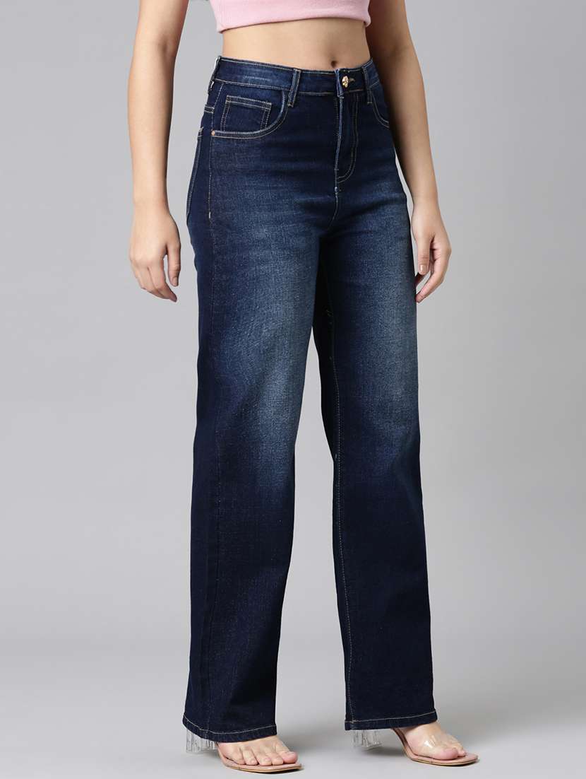 women washed high rise straight fit jean - 21991813 - Standard Image - 2