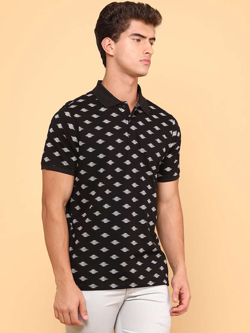 men printed short sleeve regular fit polo t-shirt