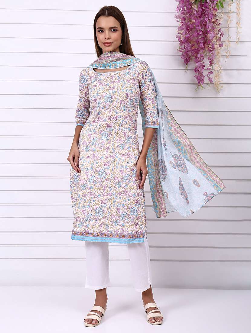 multi colored cotton kurta pant  set - 21991973 -  Standard Image - 2